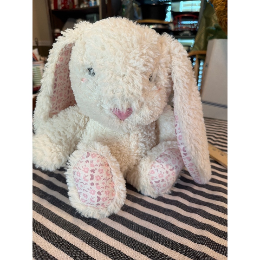 Carried Away by Stepping Stones Cream Plush Bunny Rabbit Pink Floral Ears 10 in